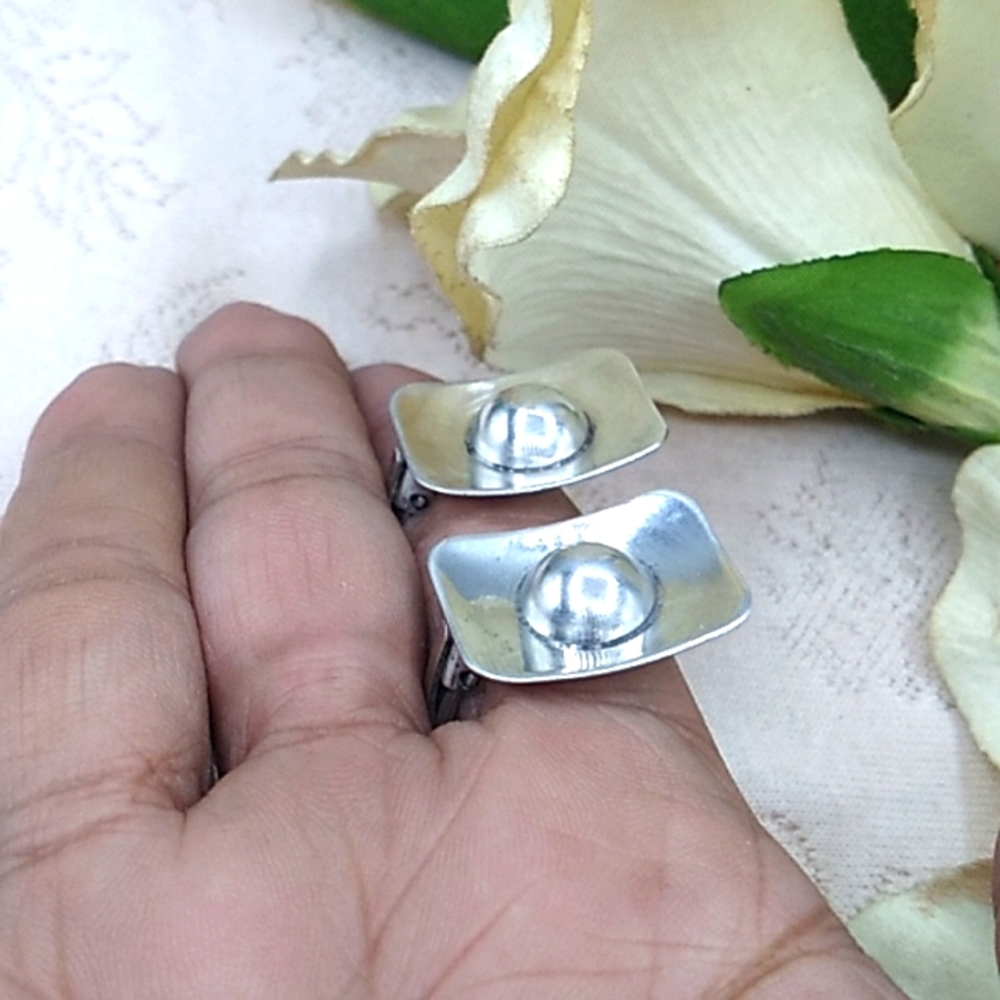 Vintage Sterling Silver Denmark Clip-on  Earrings - Picture 3 of 9